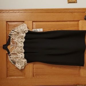 Chetta B gold lace and black dress size 6